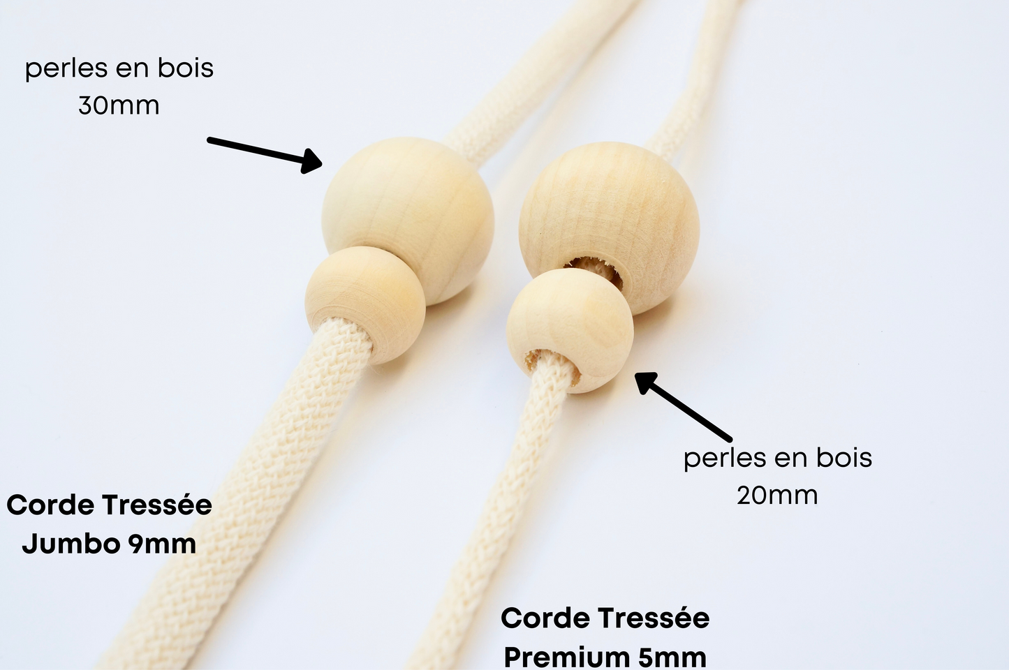Perles en bois naturel (2 tailles disponible)