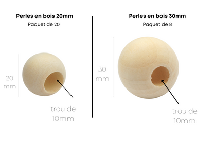 Perles en bois naturel (2 tailles disponible)
